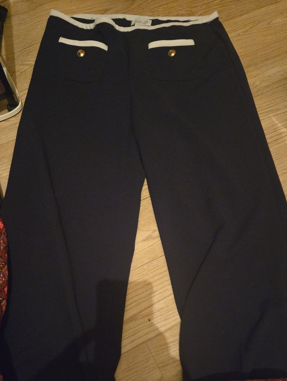 Black Women's Cropped Ponte Pants with Contrast Trim